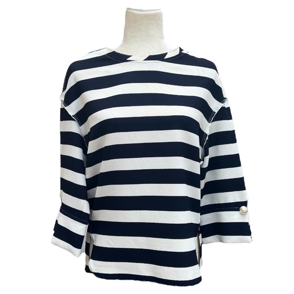 Zara Nautical Navy Striped Top | Small - Picture 1 of 14